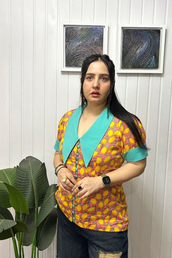 Citrus Pop Collar Top