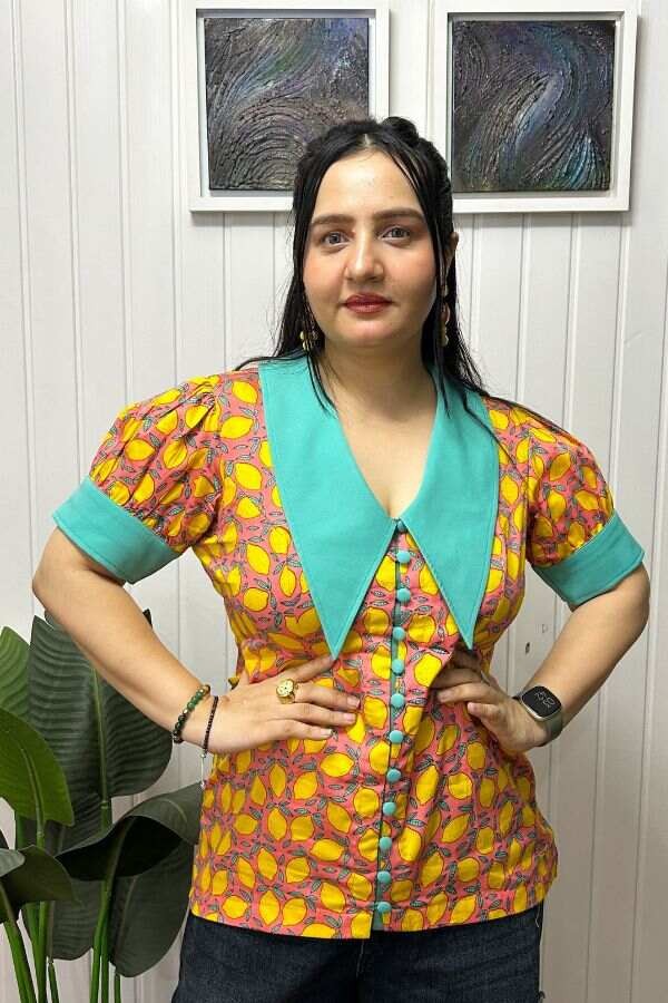 Citrus Pop Collar Top