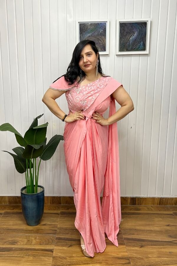Blooming Blush Saree Dress