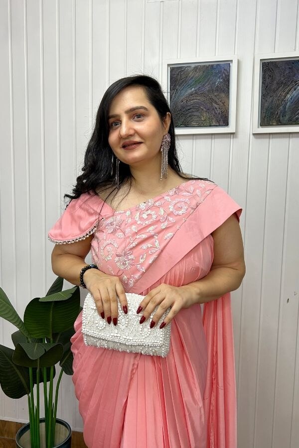 Blooming Blush Saree Dress